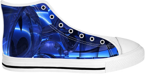Blue Dreamscape Abstract Shoes -white-