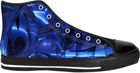 Blue Dreamscape Abstract High Tops -Black-