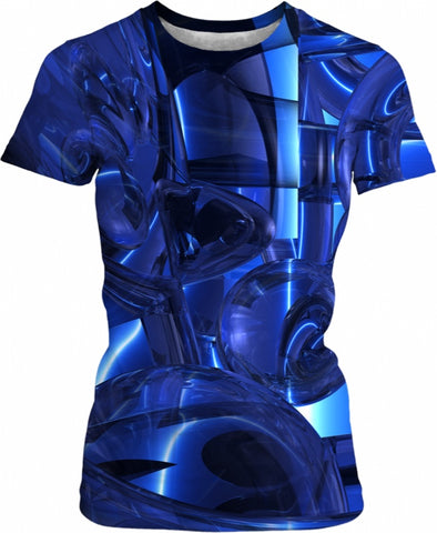 Blue Dreamscape Abstract All Over Print Shirt -women's-
